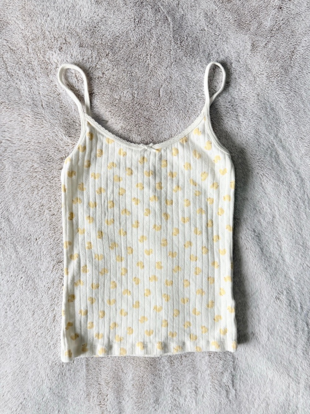 PacSun Cream Ribbed Ducky Patterned Spaghetti Strap Tank